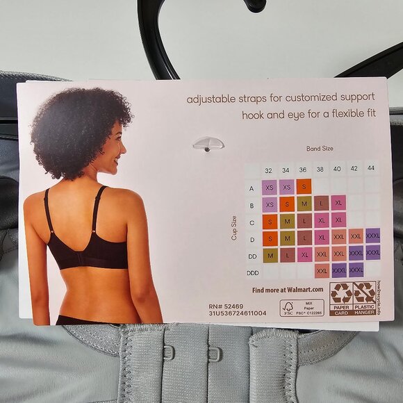 Wirefree Bra Cooling Foam Cups Mesh Adjustable Strap Joyspun Womens Size XL Gray - Picture 5 of 10